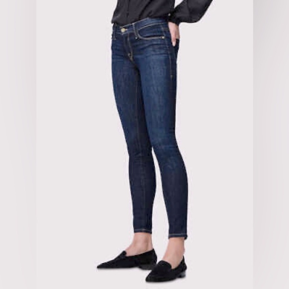 Frame Le Skinny Mid Rise Dark Wash Jeans - Picture 1 of 1
